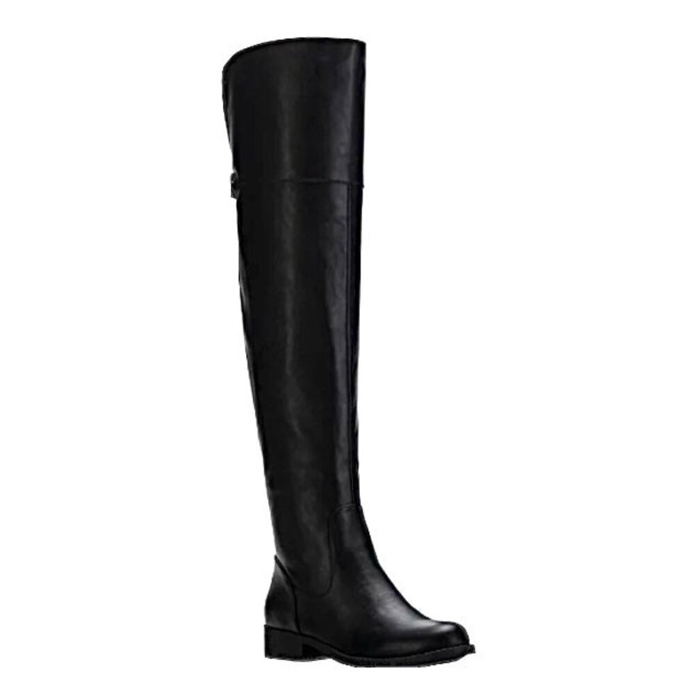 Sun Stone ALLICCE Women's Low Heel Over Knee Boots Black